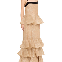 Pavilion Glitter Flutter Slip Dress Gold