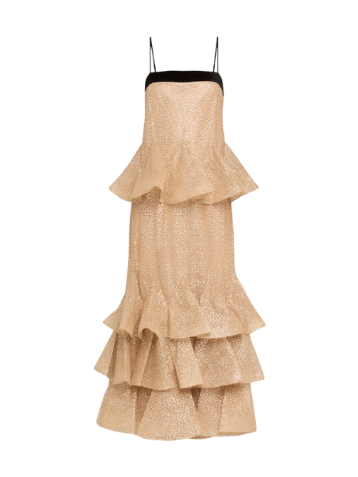 Pavilion Glitter Flutter Slip Dress Gold