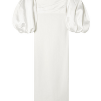 Carmen Off The-Shoulder Satin-Twill and Crepe Gown White