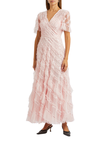 Spiral Sequin-Embellished Tulle Gown