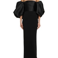 Floris Twill & Crepe Knit Maxi Dress Black