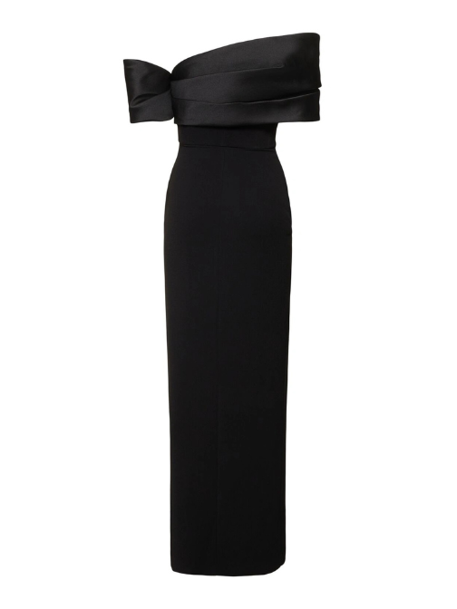 Alexis Twill & Crepe Maxi Dress Black