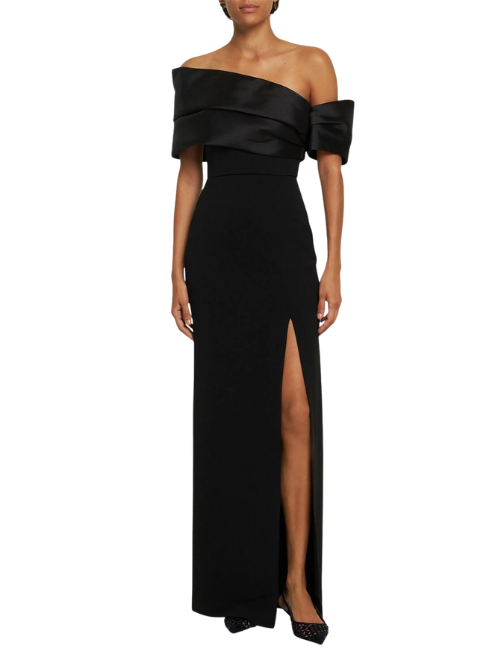 Alexis Twill & Crepe Maxi Dress Black