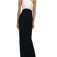 Strapless Silk Wool Diamante Maxi Dress Black