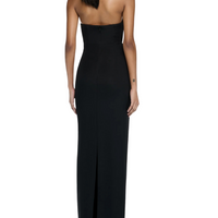 Strapless Silk Wool Diamante Maxi Dress Black