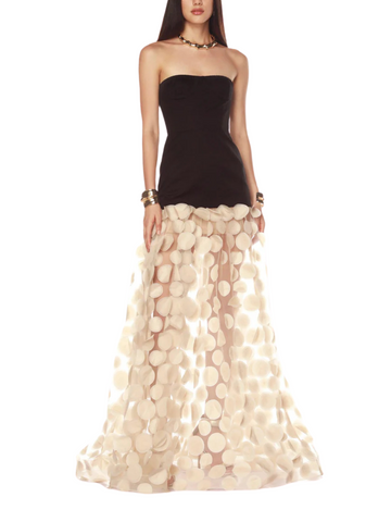 Harper Strapless Black and Beige Gown Black
