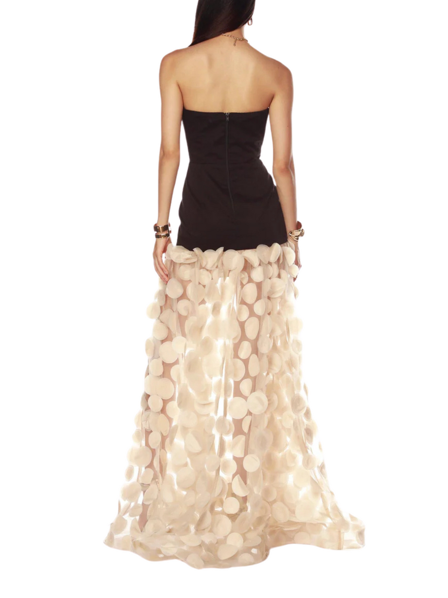 Harper Strapless Black and Beige Gown Black