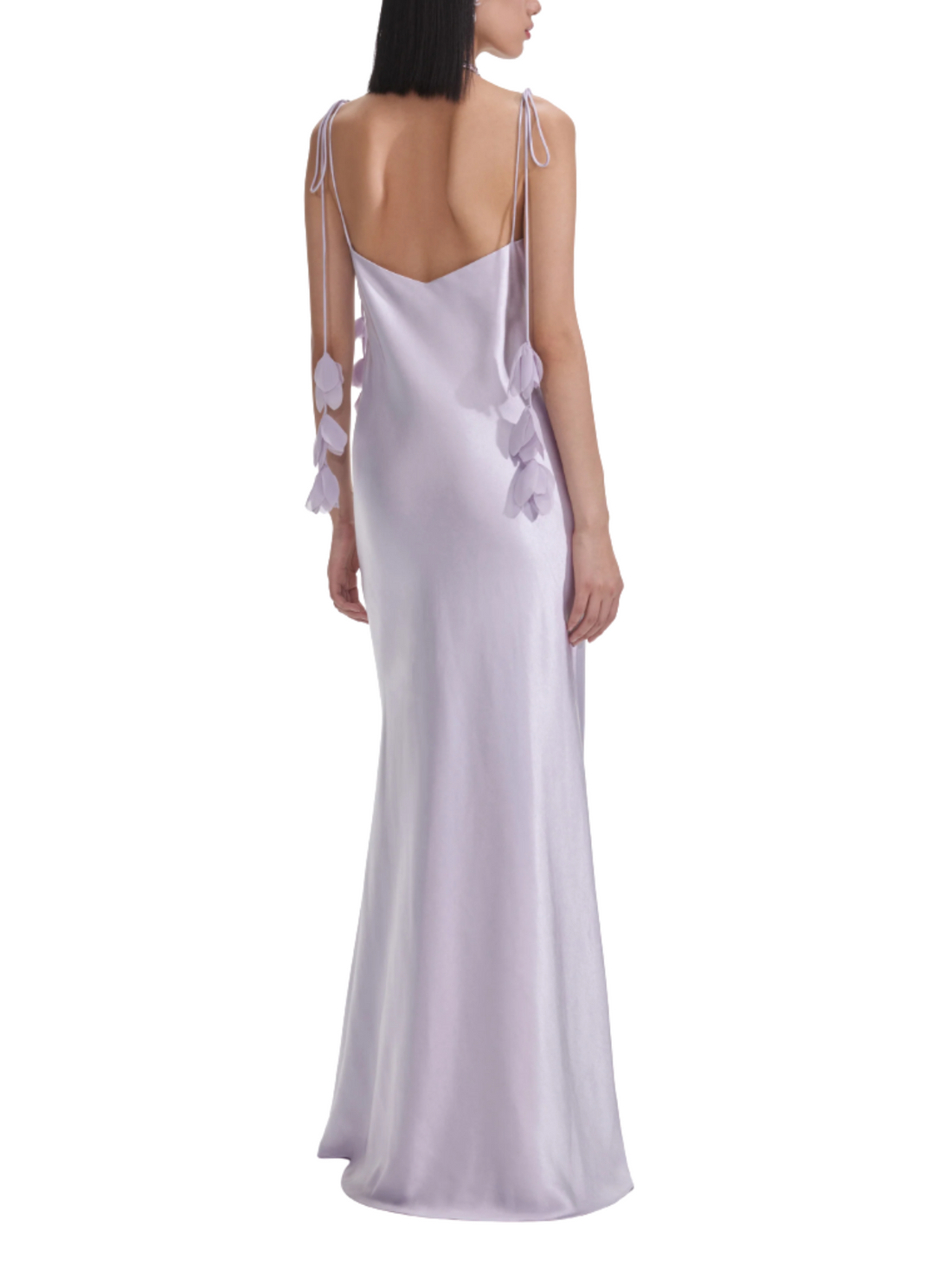 Lilac Flower Satin Maxi Dress Purple