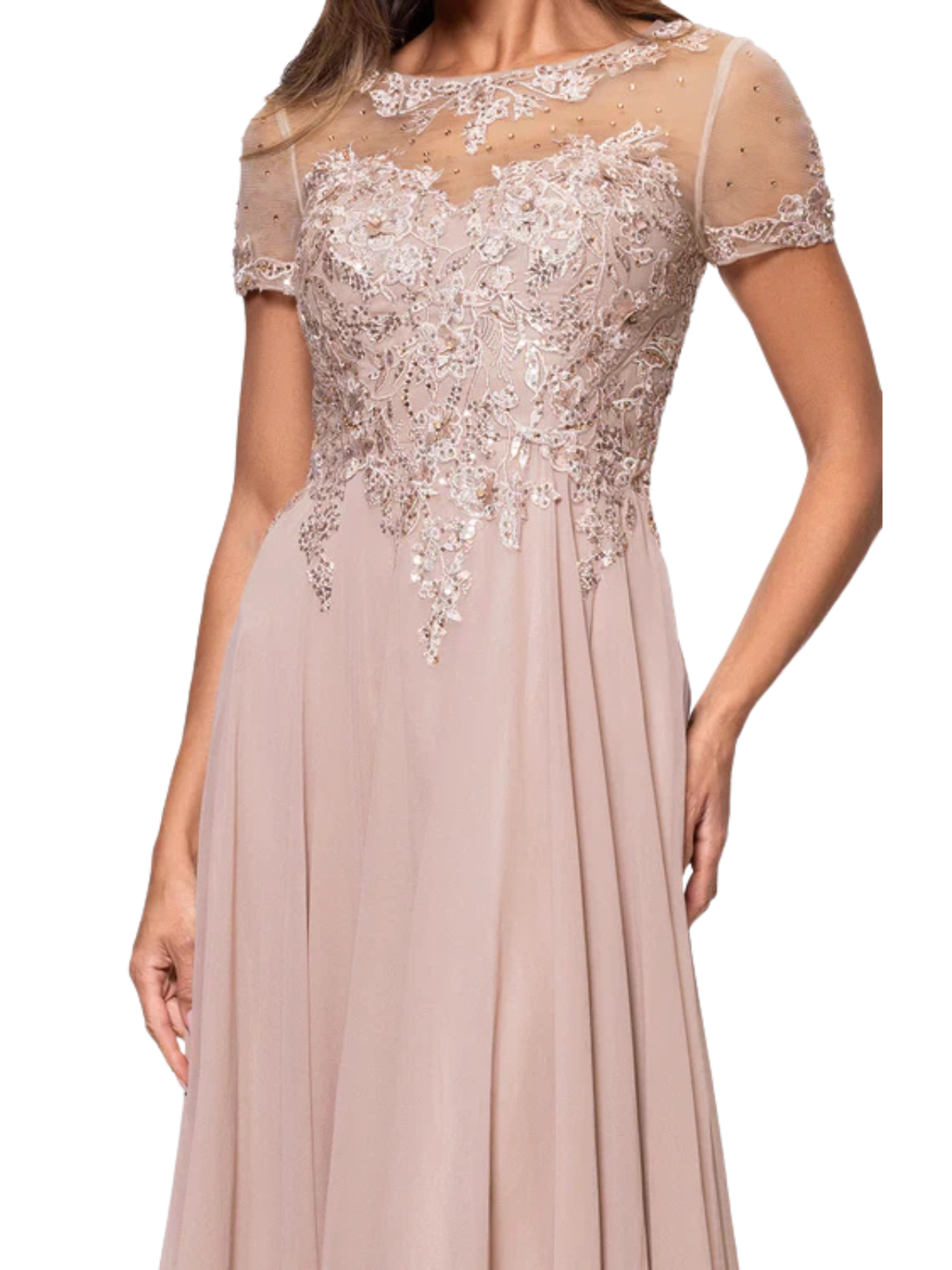 Beaded Mesh Gown