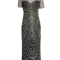 Illusion Beaded Mesh Column Dress
