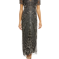 Illusion Beaded Mesh Column Dress