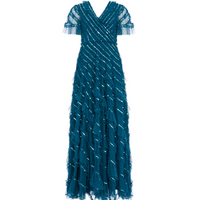 Spiral Sequin V-Neck Ankle Gown