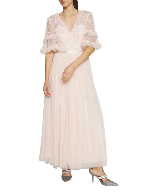 Maybelle Bodice V-Neck Ankle Gown