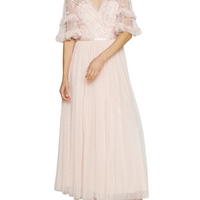 Maybelle Bodice V-Neck Ankle Gown