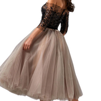 Strapless Midi Tulle Dress Black