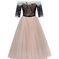 Strapless Midi Tulle Dress Black