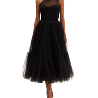 One-Shoulder Cocktail Tulle Dress Black