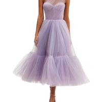 One-Shoulder Cocktail Tulle Dress Purple