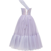 One-Shoulder Cocktail Tulle Dress Purple