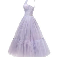 One-Shoulder Cocktail Tulle Dress Purple