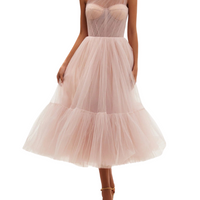 One-Shoulder Cocktail Tulle Dress Pink