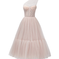 One-Shoulder Cocktail Tulle Dress Pink