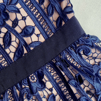 Navy Lace Midi Dress Blue