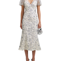 CHAMPAGNE SEQUINNED MIDI DRESS Silver