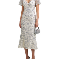 CHAMPAGNE SEQUINNED MIDI DRESS Silver