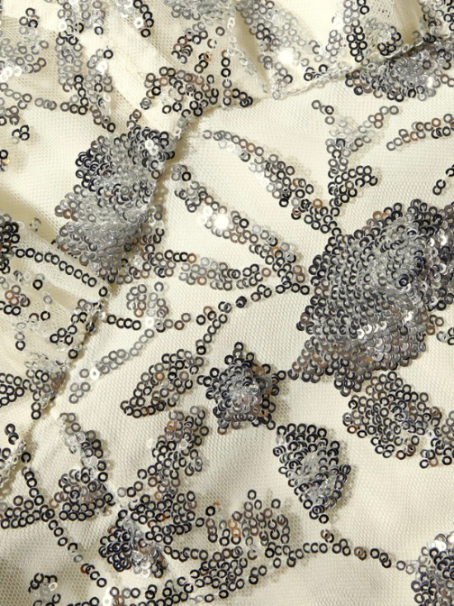 CHAMPAGNE SEQUINNED MIDI DRESS Silver