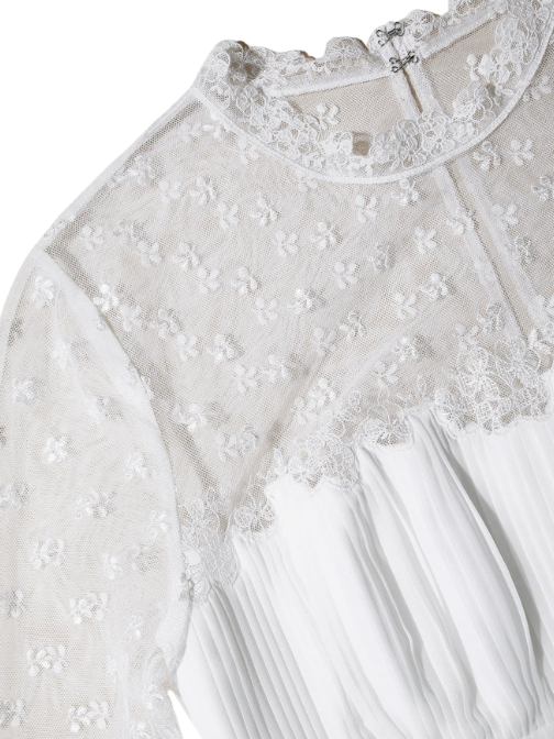 WHITE CHIFFON TIERED MIDI DRESS White