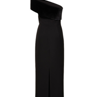 Asymmetric Stretch Cady Midi Dress Black