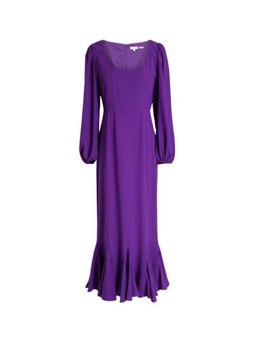 Blair fluted crepe midi dress Purple