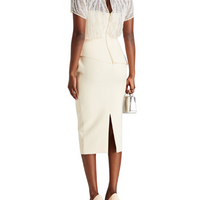 Cole Embellished Tulle Midi Dress White