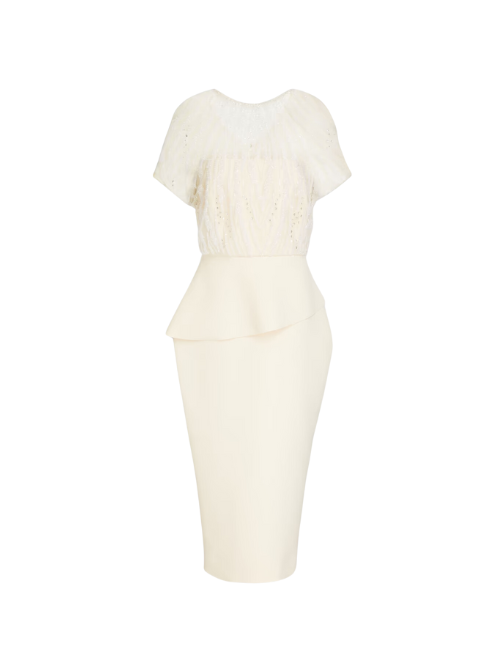 Cole Embellished Tulle Midi Dress White