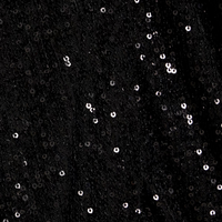 One-Shoulder Draped Sequined Tulle Midi Dress Black