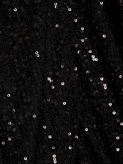 One-Shoulder Draped Sequined Tulle Midi Dress Black