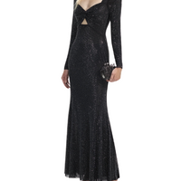 Rhinestone Mesh Sweetheart Midi Dress Black