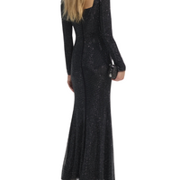 Rhinestone Mesh Sweetheart Midi Dress Black
