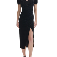 Velvet Iris Midi Dress Black