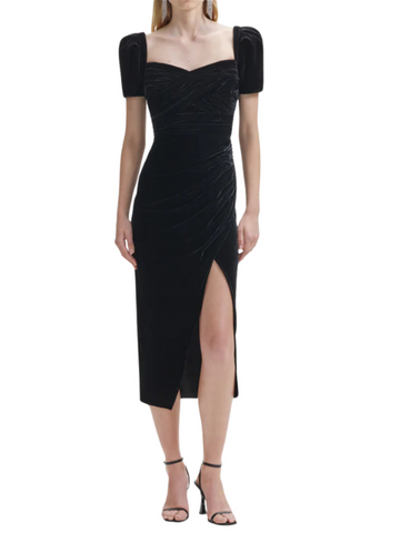 Velvet Iris Midi Dress Black