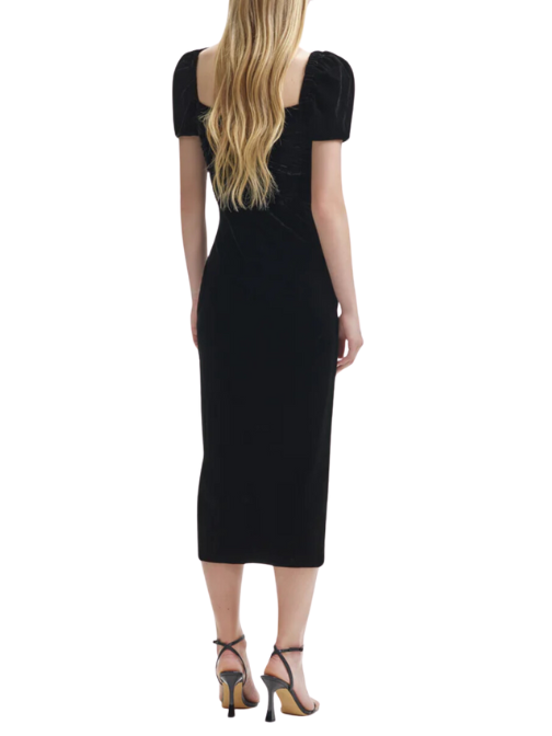 Velvet Iris Midi Dress Black
