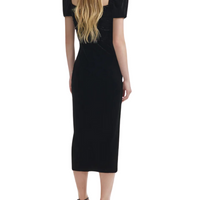 Velvet Iris Midi Dress Black
