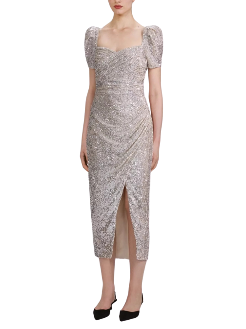 Sequin Midi Dress Silver