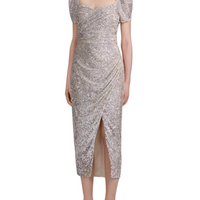 Sequin Midi Dress Silver