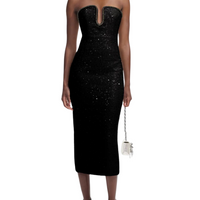 Sequin Boucle Midi Dress Black