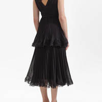Chiffon Tier Midi Dress Black