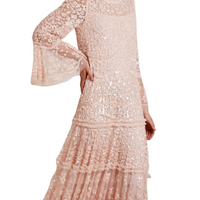 Annie Sequin Tiered Ankle Gown