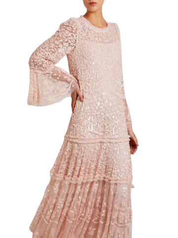 Annie Sequin Tiered Ankle Gown