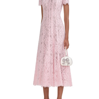 Pink Lace Embellished Midi Dress Pink